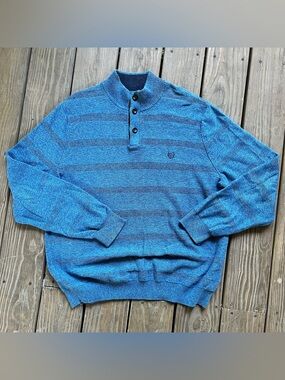 XL Chaps striped Nantucket blue cotton pullover sweater. Mock turtleneck. NWOT.